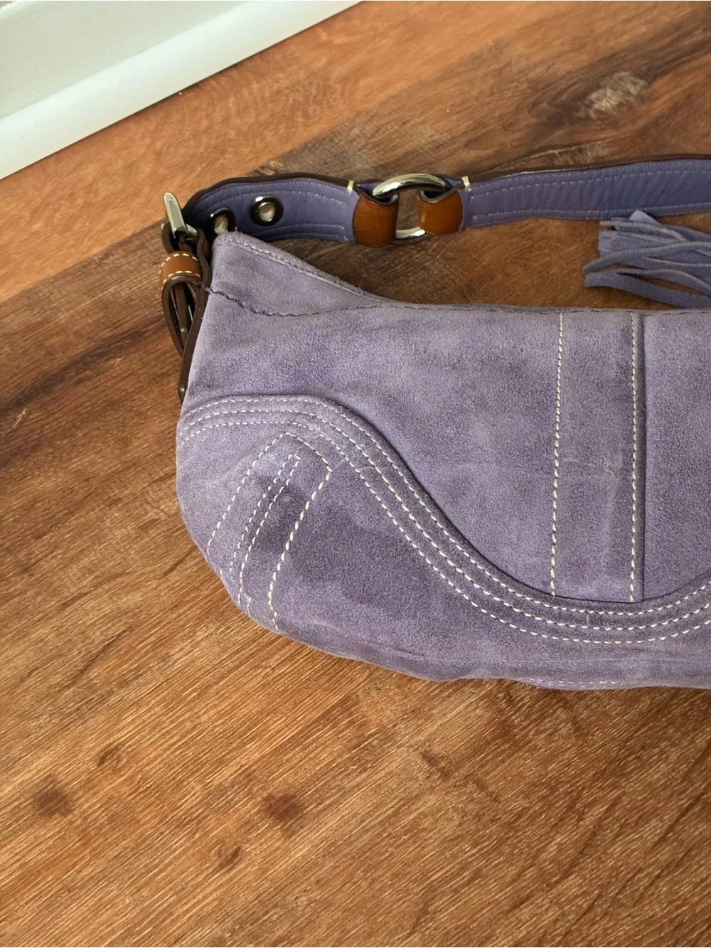 Coach Vintage Y2K Suede Leather Shoulder Bag, Purple, 8A14